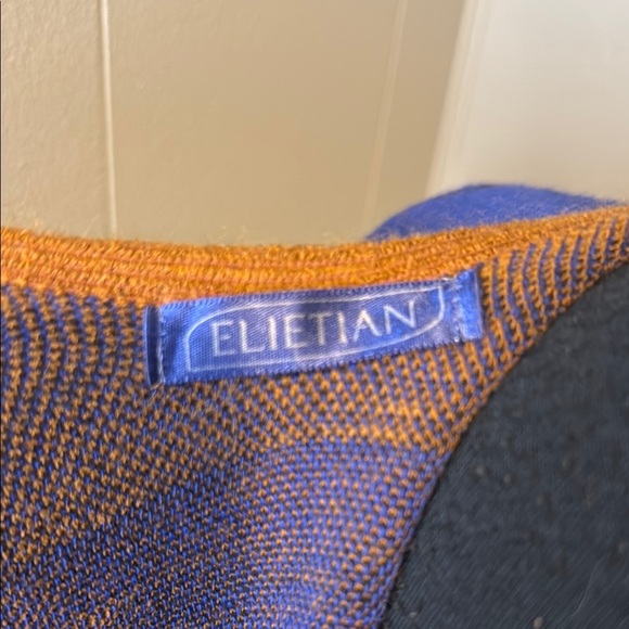 Elietian Womens One Size Vibrant Blue and Orange Wrap Cape Cardigan - Picture 2 of 5